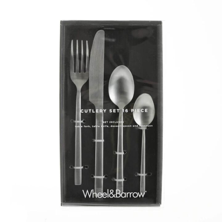 Brushed Silver 16 pc Stainless Steel Cutlery Set - Home & Garden > Kitchen & Dining > Tableware > Cutlery
