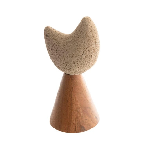 Acacia Wood & Fiber Stone Bird Ornament - Ornaments
