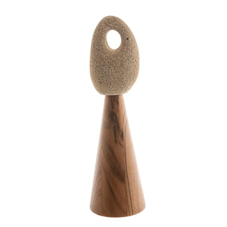Acacia Wood & Fiber Stone Oval Ornament - Ornaments