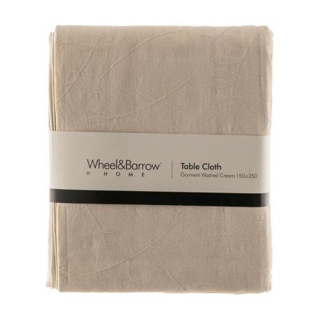 Garment Washed Table Cloth Cream 150x350cm - Tablecloths