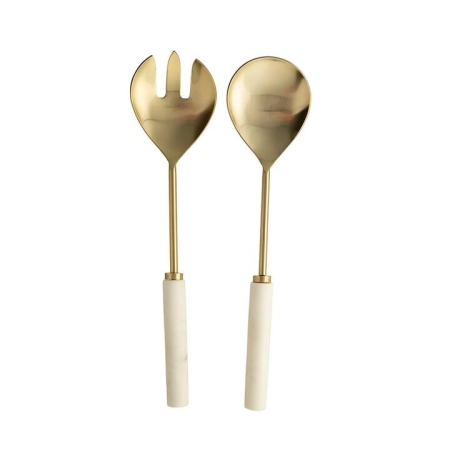Salad Server Set Champagne with Marble Handle - Salad Servers