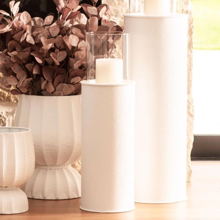 White Pedestal Hurricane 20x65cm - Hurricanes