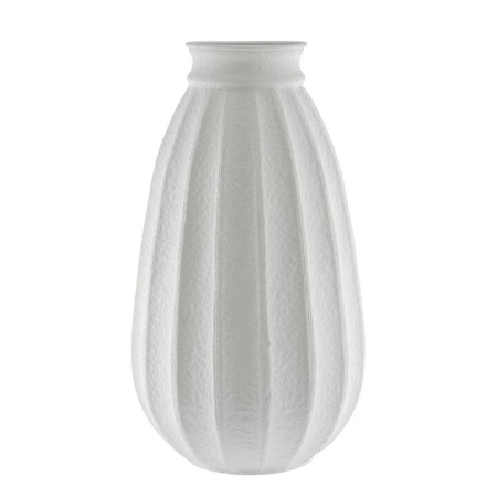 White Textured Metal Top Narrow Vase 30x50cm - Pots