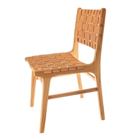 Numandu Wood & Leather 87x51x56cm Chair - Chairs