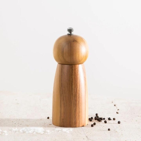 Curve Teak Wood 16cm Salt & Pepper Mill - Salt & Pepper Mill