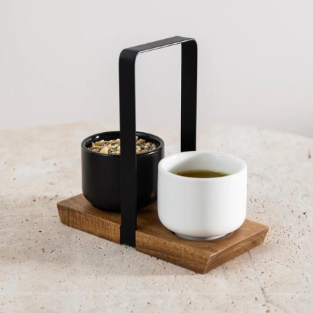 Ellis Ceramic & Acacia Wood Condiment Set - Condiment Sets