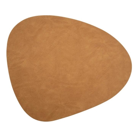 Tan Pebble Shape 37x44cm PU Faux Leather Placemat - Placemats & Coasters