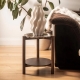 Tan Round 102x40cm Leather Ottoman - Pouff