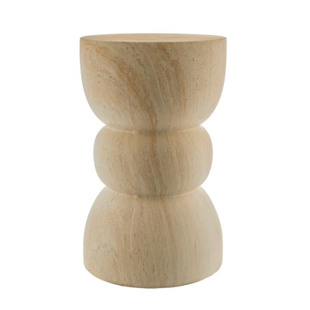 Travertine Look Stacked Rounded Form 37x60cm Side Table - Side Tables