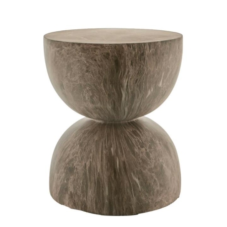 Mocha Marble Look Sphere 40x47cm Side Table - Side Tables