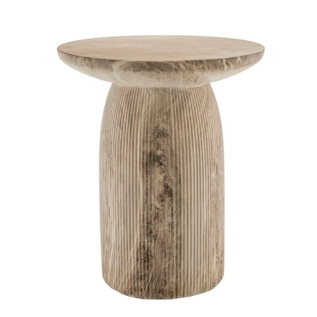 Mocha Marble Look Pillar 43x52cm Side Table - Side Tables
