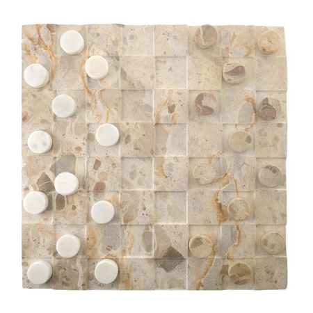 White & Brown Square 8x38cm Marble Checkers - Marbles