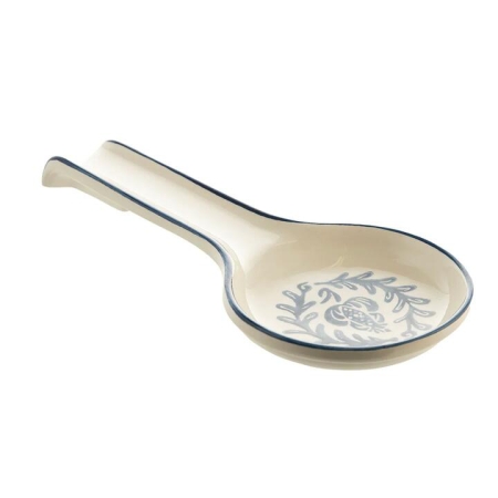 Blue Leaf 28cm Ceramic Spoon Rest - Spoons