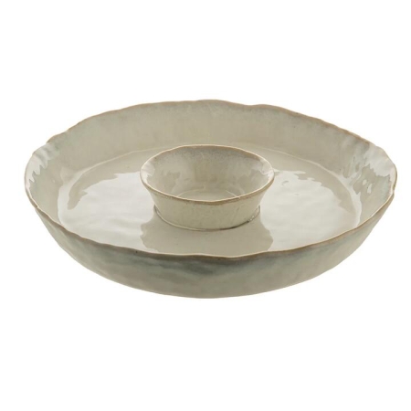 Monaco White Round 27cm Stoneware Chip & Dip Platter - Serveware