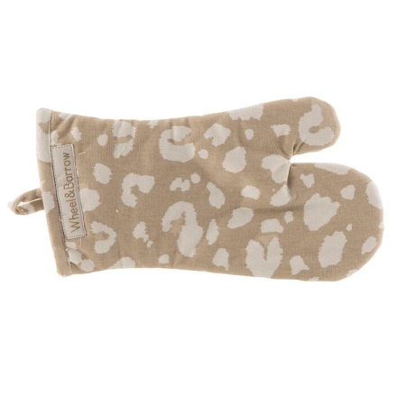 Beige & White Leopard Print Oven Mitt - Mitts