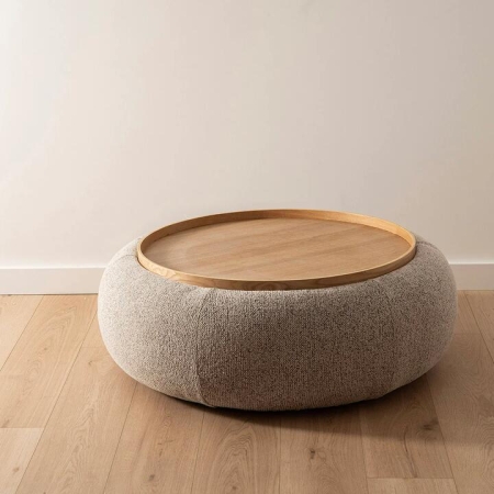 Cookies & Cream Round 97x37cm Upholstered Coffee Table - Coffee Tables