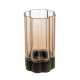 Flower Shaped Hurricane Large – Smoke Glass on Dark Wood Base - Candle Holders