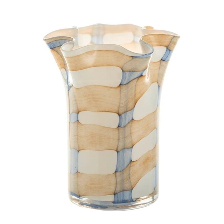 Flared Glass Vase White & Blue - Vases