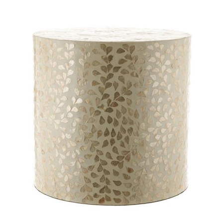 Caramel & White Capiz Side Table 40x38cm - Side Tables