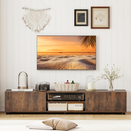CostwayModern TV Stand for up to 70" TVs with 2 Doors and Open Shelves for Living. - TOYS