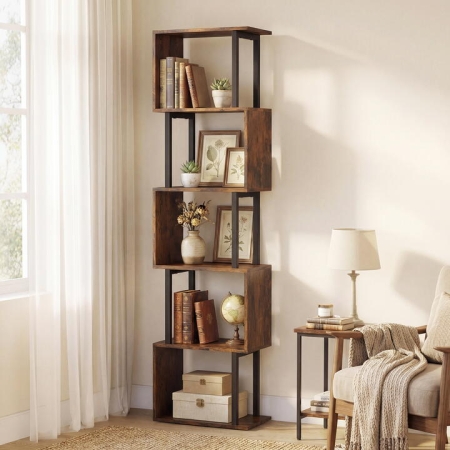 Costway5-Tier Modern Bookshelf with Sturdy Metal Frame for Home Office and Living. - Furniture > Home Office > Bookcases