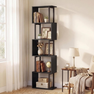 Costway5-Tier Modern Bookshelf with Sturdy Metal Frame for Home Office and Living Room-Black Costway5-Tier Modern Bookshelf with Sturdy Metal Frame for Home Office and Living Room-Black
