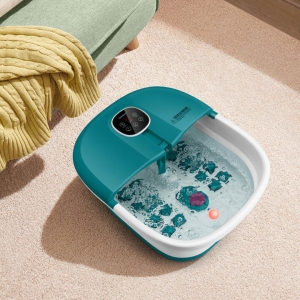 CostwayFolding Foot Bath Massage with Heat and Remote Control-Blue