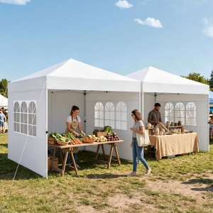 Costway3 x 3 m Pop Up Canopy Tent with 4 Sidewalls Waterproof Shelter Tent-White