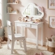 CostwayKids Vanity Set with Lighted Cloud Mirror and Stool for Girls-White CostwayKids Vanity Set with Lighted Cloud Mirror and Stool for Girls-White