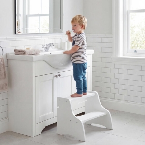 CostwayFoldable Toddler Tower with Modes Safety Nets & Anti-Tip Feet-White