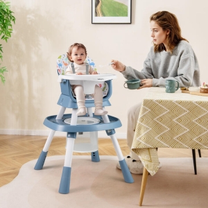 Costway16-in-1 Convertible Baby High Chair for Babies and Toddlers-Blue