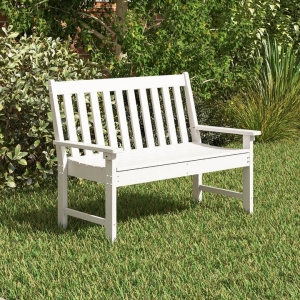 CostwayAll-Weather HDPE Patio Loveseat ChairOutdoor 2-Person Bench-White