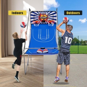 CostwayDual Shot Basketball Arcade Game with 8 Game Modes & Arcade Sound-White