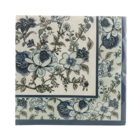 Hamptons Blue Floral Print 33cm Pk 20 Paper Napkin Pack - Napkins