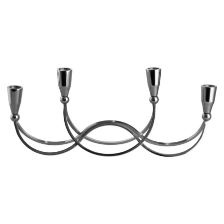 4-Candle Nickel 41x15cm Metal Taper Candle Holder - Candle Holders