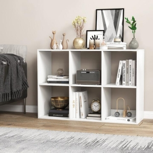 Costway6-Cube Open Bookshelf with Anti-toppling Kit-White