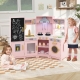 CostwayKids Ice Cream Cart with Wheels Canopy & Storage for Toddlers-Red - Toys & Hobbies > Pretend Toys > Play Kitchen Sets