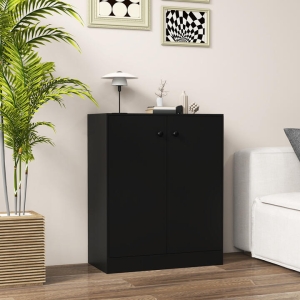 Costway2-Door Storage Cabinet with 3-Tier Shelf Freestanding Side Cabinet-Black