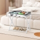 CostwayHeavy Duty Folding Luggage Rack with Shelves-1 piece-White