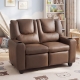 Costway2-Seater Kids Recliner Chair with 2 Cup Holders and 2 Side Storage Pockets-Black - TOYS
