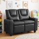 Costway2-Seater Kids Recliner Chair with 2 Cup Holders and 2 Side Storage Pockets-Brown - TOYS