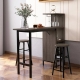 Costway3 Pieces Bar Table and Chair Set with 6-Bottle Wine Racks for Dining Room-Natural - Furniture > Kitchen & Dining > Dining Room Sets