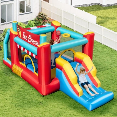 Costway5-in-1 Ice Cream Jumping Castle Inflatable Bounce House with Slide without Blower - Toys & Hobbies > Outdoor Play > Bounce House