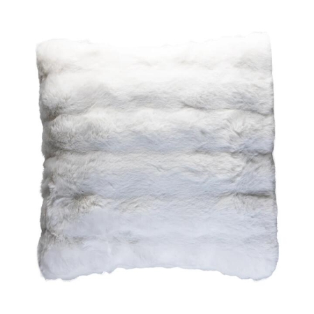 Ivory Striped Square 50x50cm Faux Rabbit Fur Cushion - Cuishions