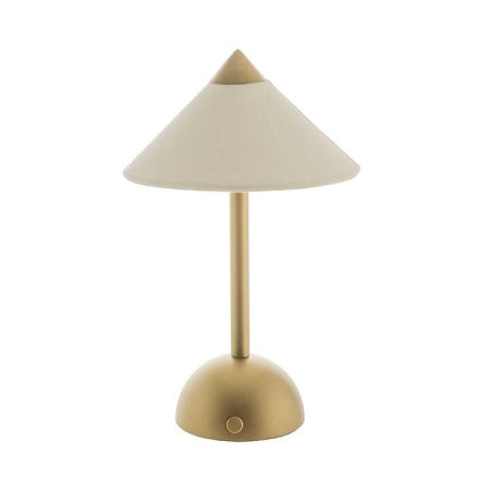 Apex Gold Base with Linen Shed 25x15cm Rechargeable Portable Lamp - Table Lamps