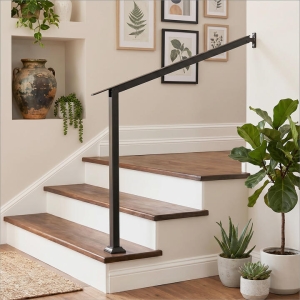 CostwayHandrails for Outdoor Steps 2 Step Stair Railing Kit with Adjustable Armrest