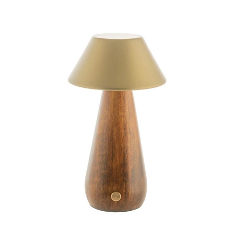 Morgan Mango Wood Base with Gold Shed 11x19cm Rechargeable Portable Lamp - Table Lamps