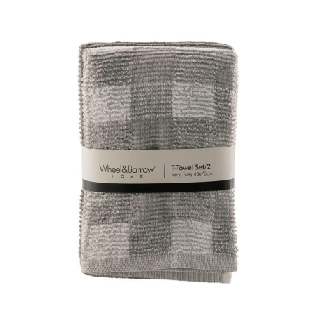 Tea Towel Set/2 Grey Terry - Tea Towels