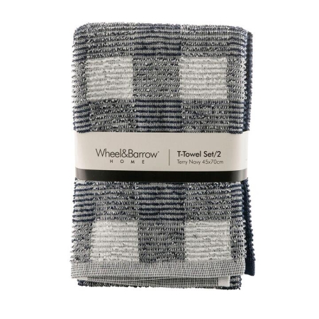 Tea Towel Set/2 Navy Terry - Tea Towels