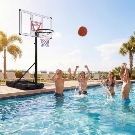 CostwayAdjustable Basketball Goal System with Wheels and Ball Storage for Kids - Sports > Sport Equipments